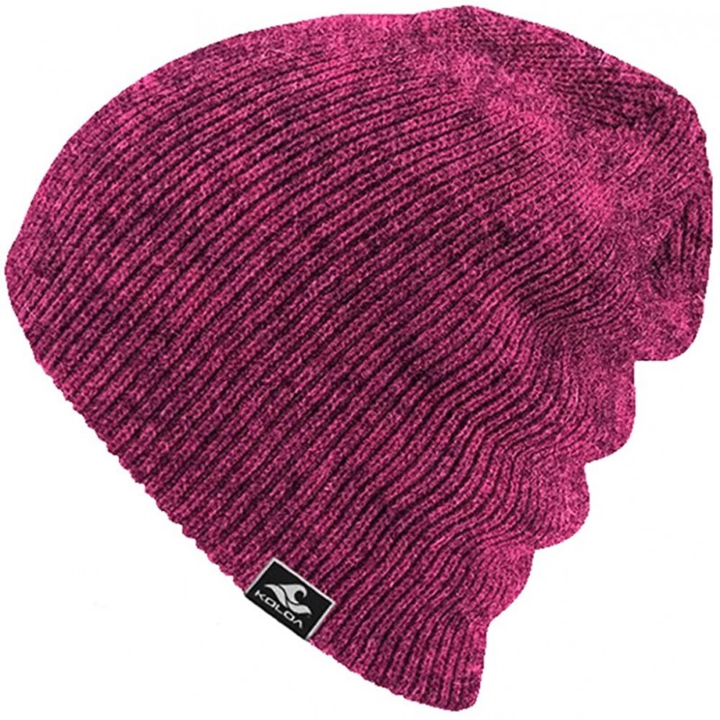 Skullies & Beanies Original Soft & Cozy Beanies - Magenta / Black Heather - C6195DZ0Z4Y $13.02