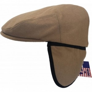 Newsboy Caps Made in USA Herringbone or Solid Ear Flap Ivy Cap Winter Hat 100% Wool - Camel - CN187O094S4 $54.05