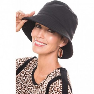 Bucket Hats Sun Protection UPF 50+ Bucket Hat - 100% Cotton with Aloe Vera Lining - Upf Black - Large - CD18QGEKCMY $39.00