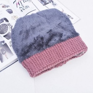 Skullies & Beanies Women's Mother Elderly Winter Skull Cap Fur Flowers Velvet Knit Hat - Pink - CB12NDS221T $13.15