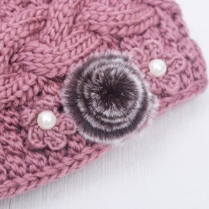 Skullies & Beanies Women's Mother Elderly Winter Skull Cap Fur Flowers Velvet Knit Hat - Pink - CB12NDS221T $13.15
