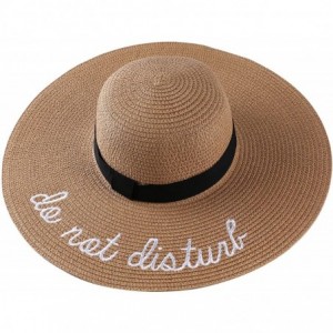 Sun Hats Women's Do Not Disturb Straw Wide Brim Floppy Sun Hat Beach Sun Hat - Tan - CY185Q6MWY0 $27.06