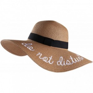 Sun Hats Women's Do Not Disturb Straw Wide Brim Floppy Sun Hat Beach Sun Hat - Tan - CY185Q6MWY0 $16.02