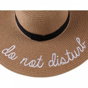 Sun Hats Women's Do Not Disturb Straw Wide Brim Floppy Sun Hat Beach Sun Hat - Tan - CY185Q6MWY0 $16.02