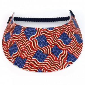 Visors Patriotic USA Flag Design Elastic String Coil Foam Sun Visor - A - CC18RY3WK4Z $11.11