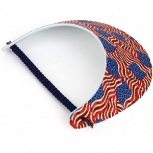 Visors Patriotic USA Flag Design Elastic String Coil Foam Sun Visor - A - CC18RY3WK4Z $11.11
