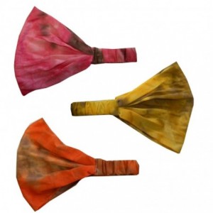 Headbands Set of 3 Cotton Tie Dye Wide & Stretchy Headwrap - Mustard Orange Pink - Mustard Orange Pink - C7183MWOU20 $30.52