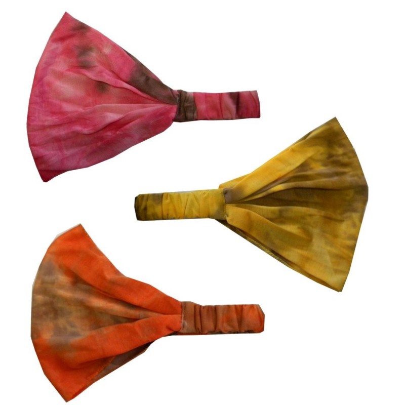 Headbands Set of 3 Cotton Tie Dye Wide & Stretchy Headwrap - Mustard Orange Pink - Mustard Orange Pink - C7183MWOU20 $14.46