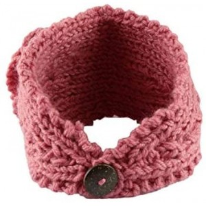 Cold Weather Headbands Fashion Women Crochet Button Headband Knit Hairband Flower Winter Ear Warmer Head Wrap - Pink - CA18L2...