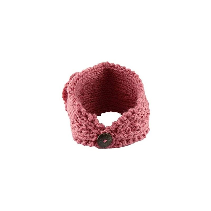 Cold Weather Headbands Fashion Women Crochet Button Headband Knit Hairband Flower Winter Ear Warmer Head Wrap - Pink - CA18L2...