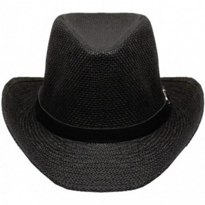 Cowboy Hats Silver Fever Woven Urban Panama Cowboy Hat with Ribbon - Black - C412BWNNWMD $45.04