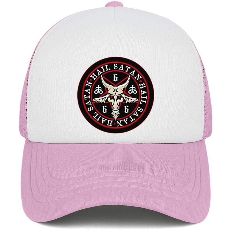 Baseball Caps Unisex Hail Satan Goat 666 red Logo Flat Baseball Cap Fitted Style Hats - Hail Satan Goat-7 - CO18T2ODKMO $10.44