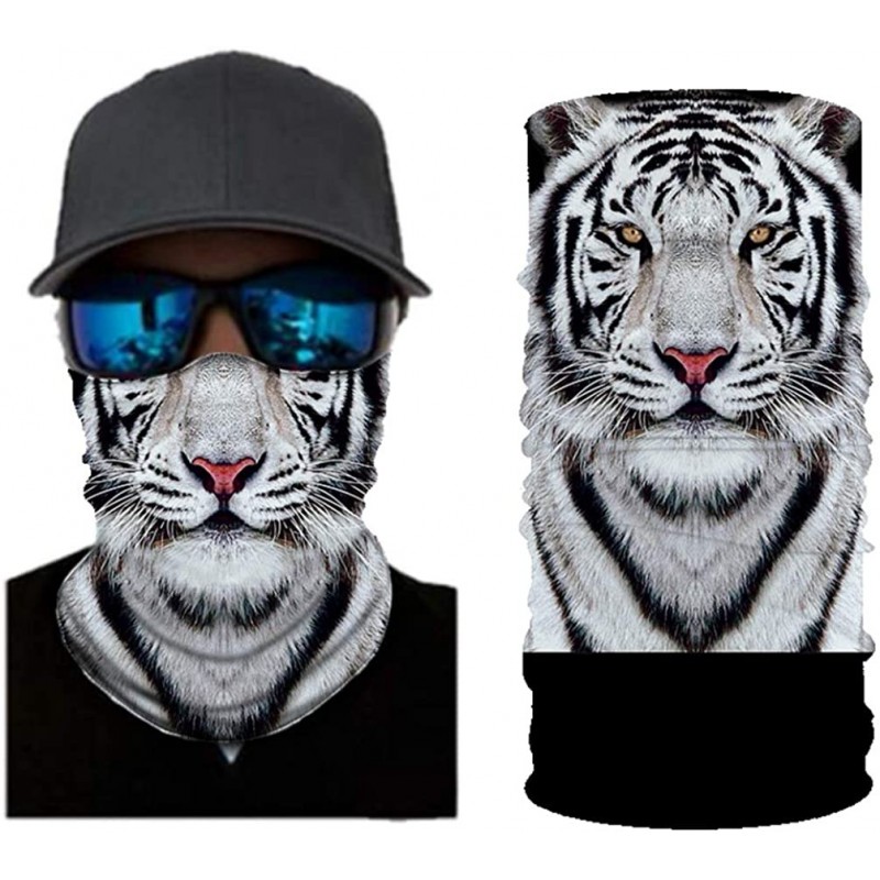 Balaclavas Cool Animal Print Seamless Bandana Rave Dust Wind Sun Protection Scarf Neck Balaclava - Cool White Tiger - C31904K...