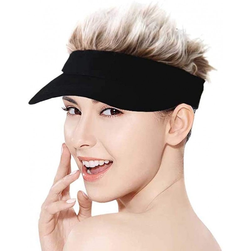 Visors 2019 New Updated Flair Hair Visor Fashion Wig Baseball Cap Golf Hats - Black-yellow - CC18S6T577G $10.24