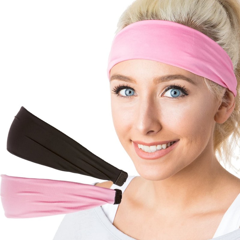 Headbands Xflex Basic Adjustable & Stretchy Wide Softball Headbands for Women Girls & Teens - Basic Black & Pink Xflex 2pk - ...