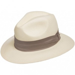 Fedoras Monte Cristo Straw Fedora Panama Hat - Ivory Straw With Khaki Hatband - CD128M92TF1 $35.87