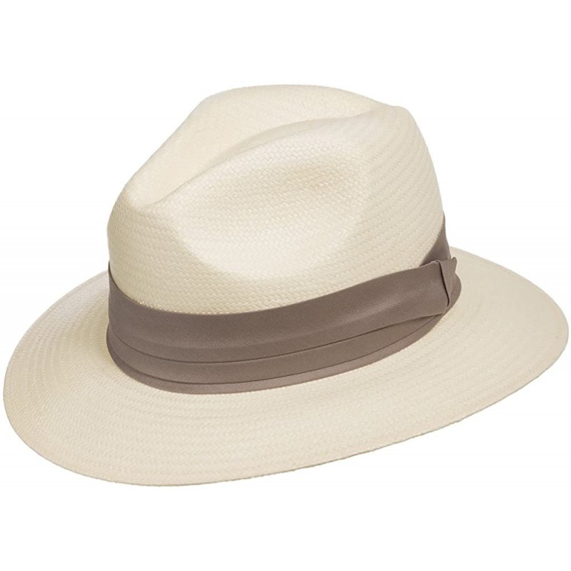 Fedoras Monte Cristo Straw Fedora Panama Hat - Ivory Straw With Khaki Hatband - CD128M92TF1 $35.87