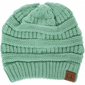 Skullies & Beanies USA Trendy Warm Chunky Soft Stretch Cable Knit Slouchy Beanie - Sage - CK17YCI4DQX $14.59