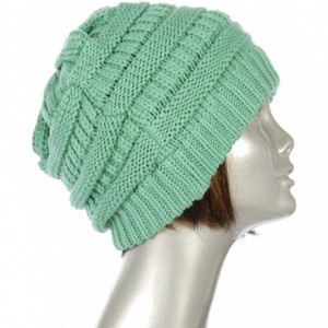 Skullies & Beanies USA Trendy Warm Chunky Soft Stretch Cable Knit Slouchy Beanie - Sage - CK17YCI4DQX $14.59