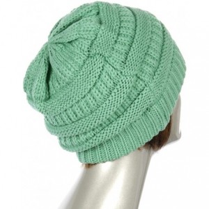 Skullies & Beanies USA Trendy Warm Chunky Soft Stretch Cable Knit Slouchy Beanie - Sage - CK17YCI4DQX $14.59