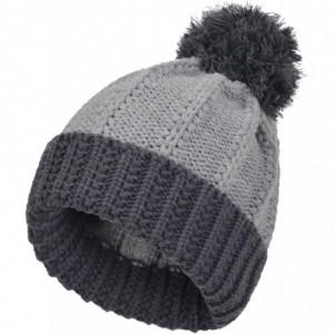 Skullies & Beanies Men's Knitted Pom Pom Beanie Hat Winter Thick Skull Ski Cap Gray - C811RWXSNU9 $28.95