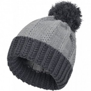 Skullies & Beanies Men's Knitted Pom Pom Beanie Hat Winter Thick Skull Ski Cap Gray - C811RWXSNU9 $13.66