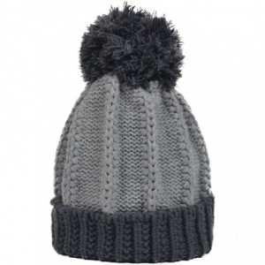 Skullies & Beanies Men's Knitted Pom Pom Beanie Hat Winter Thick Skull Ski Cap Gray - C811RWXSNU9 $13.66