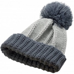 Skullies & Beanies Men's Knitted Pom Pom Beanie Hat Winter Thick Skull Ski Cap Gray - C811RWXSNU9 $13.66