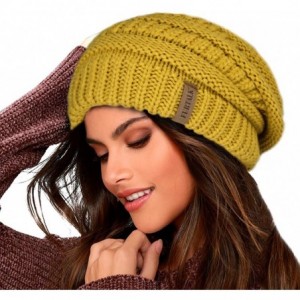 Skullies & Beanies Knit Beanie Hats for Women Men Fleece Lined Ski Skull Cap Slouchy Winter Hat - 23-yellow - CA18UWDO2YS $12.76