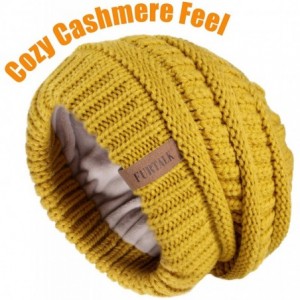 Skullies & Beanies Knit Beanie Hats for Women Men Fleece Lined Ski Skull Cap Slouchy Winter Hat - 23-yellow - CA18UWDO2YS $12.76