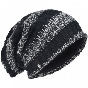 Skullies & Beanies Men's Cool Cotton Beanie Slouch Skull Cap Long Baggy Hip-hop Winter Summer Hat - Stripe-black - CK183O99AO...