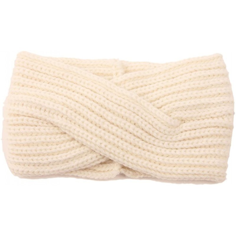 Cold Weather Headbands Women Winter Twisted Crochet Headband Knitted Headwrap Headwear Ear Warmer Head Warmer - White - CY12N...