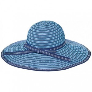 Sun Hats Striped Ribbon Crusher Travel Hat with 5 inch Brim - HS360 - Blue - C8112UAIZID $26.36