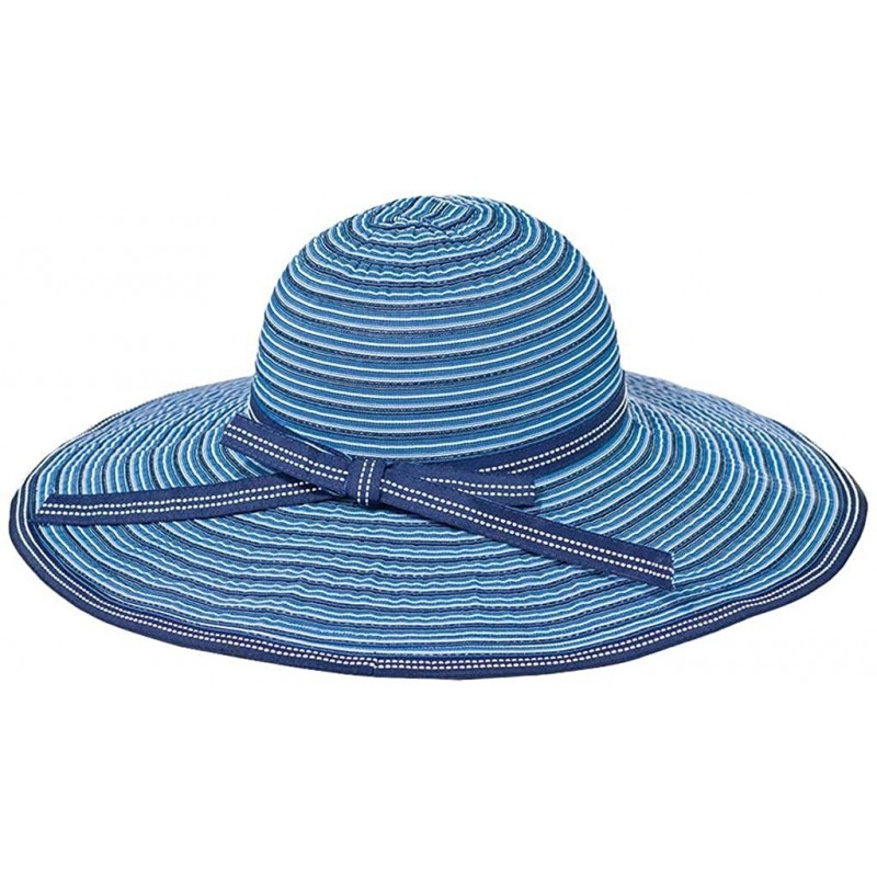 Sun Hats Striped Ribbon Crusher Travel Hat with 5 inch Brim - HS360 - Blue - C8112UAIZID $10.83