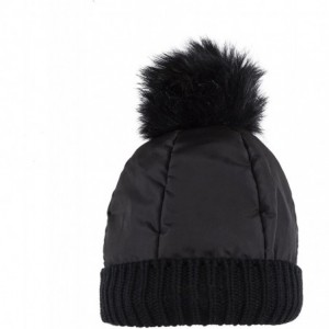 Skullies & Beanies Beanie for Women with Pom Pom Skully Cap Hat Toboggan Fashion Knit Fall Winter - Black - CH18C9AN6HA $7.64