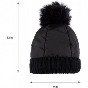 Skullies & Beanies Beanie for Women with Pom Pom Skully Cap Hat Toboggan Fashion Knit Fall Winter - Black - CH18C9AN6HA $7.64