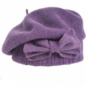 Berets Women's 100% Wool Bucket Hat Felt Cloche Beret Dress Winter Beanie Hats - Beret-purple - CY12O18DFPC $14.49