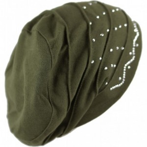 Skullies & Beanies Women's Handmade Warm Baggy Fleece Lined Slouch Beanie Hat - 2. Ribbon2 - Olive - C118ZN4MK05 $15.46