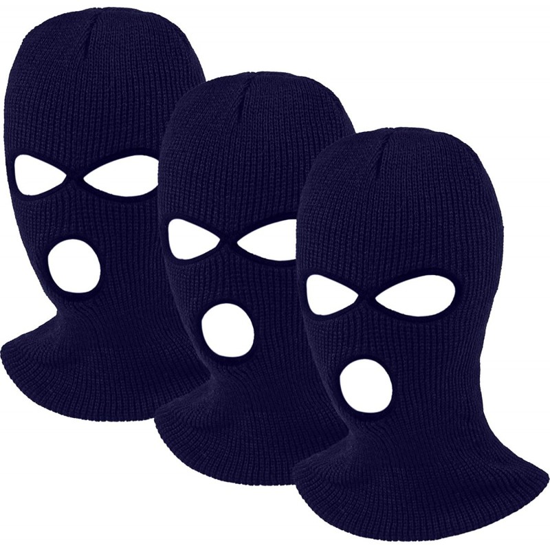 Balaclavas 3-Hole Knitted Full Face Cover Ski Mask Adult Winter Balaclava Full Face Mask for Winter Outdoor Sports - Navy - C...