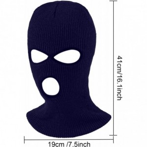 Balaclavas 3-Hole Knitted Full Face Cover Ski Mask Adult Winter Balaclava Full Face Mask for Winter Outdoor Sports - Navy - C...