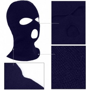 Balaclavas 3-Hole Knitted Full Face Cover Ski Mask Adult Winter Balaclava Full Face Mask for Winter Outdoor Sports - Navy - C...