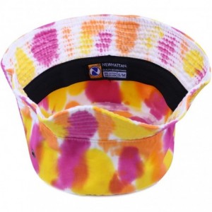 Bucket Hats 100% Cotton Tie Dye Unisex Packable Summer Travel Bucket Hat - Fu/Or - CN124WP2OYF $11.85