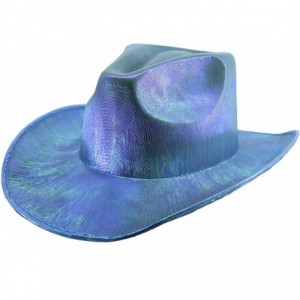 Cowboy Hats Metallic Cowboy Hat - Turquoise - C1194RRQUEK $14.20
