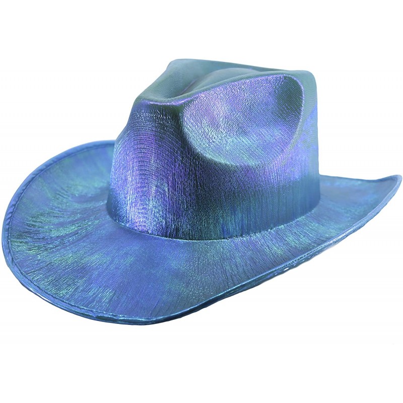 Cowboy Hats Metallic Cowboy Hat - Turquoise - C1194RRQUEK $36.44