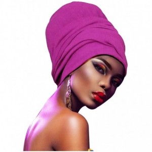 Headbands Women' Soft Stretch Headband Long Head Wrap Scarf Turban Tie (Purple) - Bright Purple - C618EWXT63U $13.11