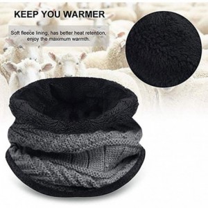 Cold Weather Headbands Men Warm Beanie Winter Thicken Hat and Scarf Two-Piece Knit Windproof Cap - Black - CQ192ZKIS82 $10.75
