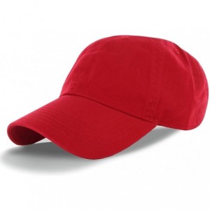 Baseball Caps Plain 100% Cotton Adjustable Baseball Cap - Red - CW11SEDF5U7 $11.30
