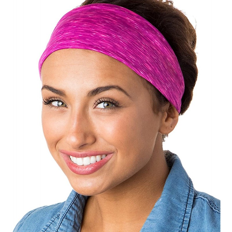 Headbands Adjustable & Stretchy Space Dye Xflex Wide Headbands for Women Girls & Teens - Space Dye Magenta - CJ12O2W2IBF $15.40