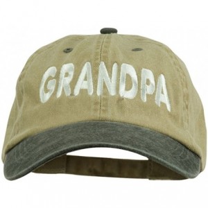 Baseball Caps Wording of Grandpa Embroidered Washed Two Tone Cap - Khaki Black - CF11USNEYLH $41.75
