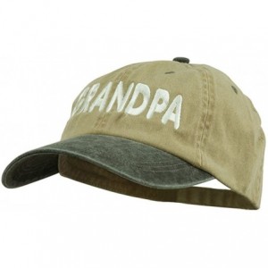 Baseball Caps Wording of Grandpa Embroidered Washed Two Tone Cap - Khaki Black - CF11USNEYLH $17.58